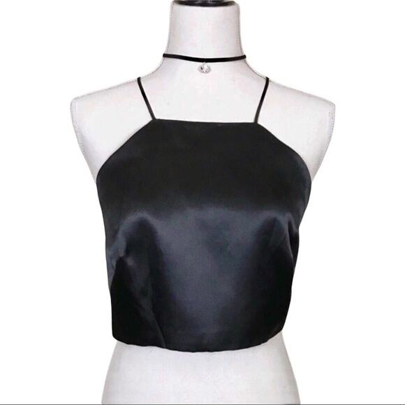 Milly NWT Black Silk Blouse Spaghetti Strap Cropped Audrey Top - Picture 4 of 8